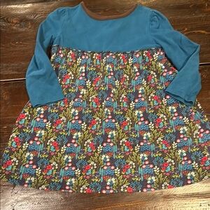 Colorful Floral Dress with Blue Top